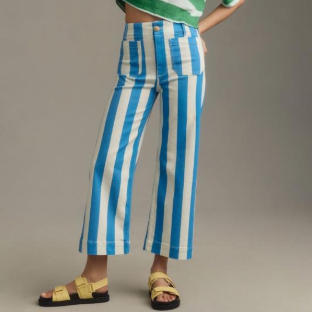 Anthropologie Maeve Colette Blue Striped Denim NWT